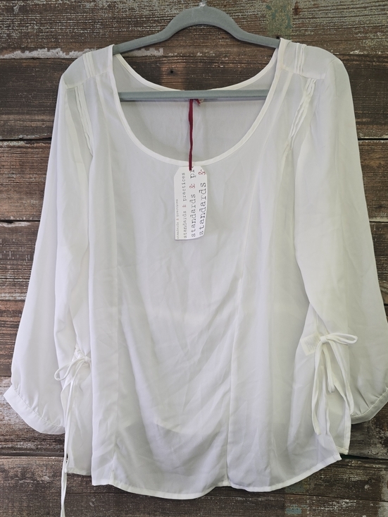 Standards & Practices Tops - Standards & Prwctoced White Sheer Scoop Neck Women’s Top, Size 1X, NWT